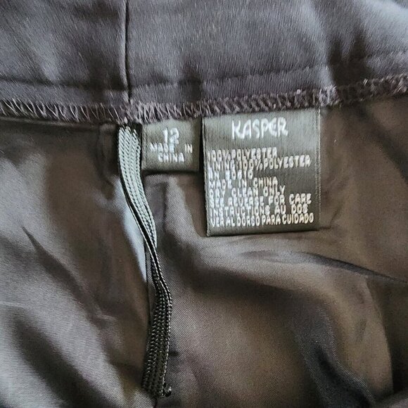 KASPER Polyester Black Straight Leg Stretch Pleated Dress Pant Women's Size 12 - Picture 3 of 4
